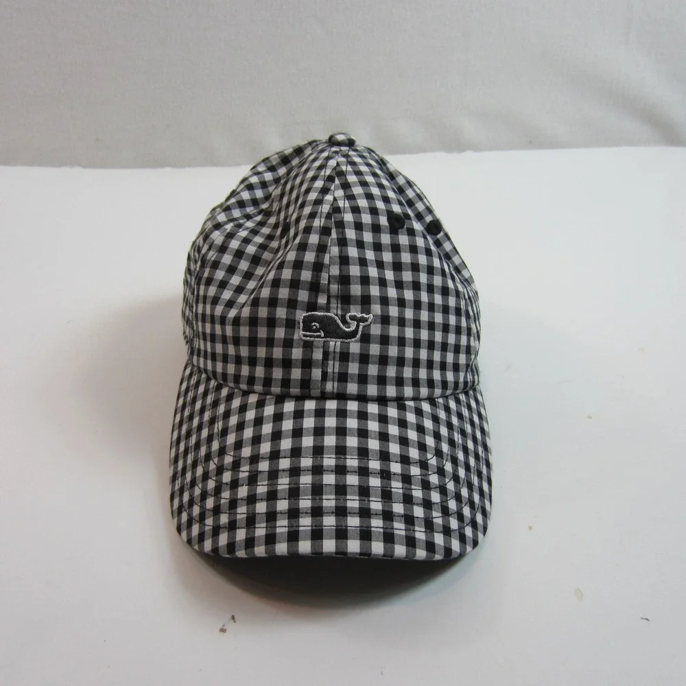 vineyard vines girl's gingham hat black white